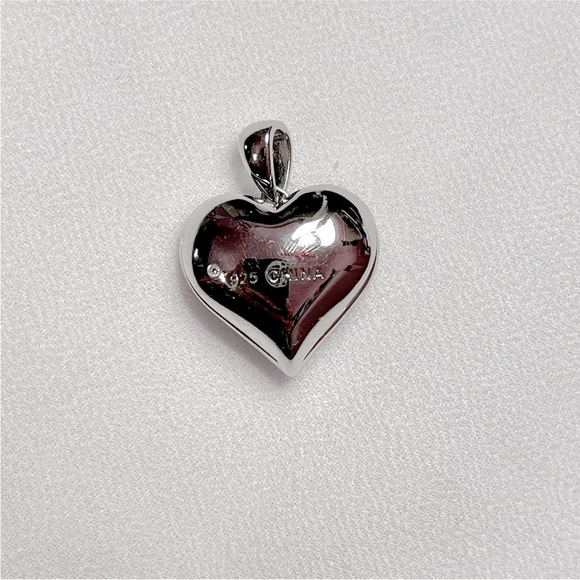 Floating Garnet and White Topaz Heart Sterling Silver Pendant - Picture 6 of 6
